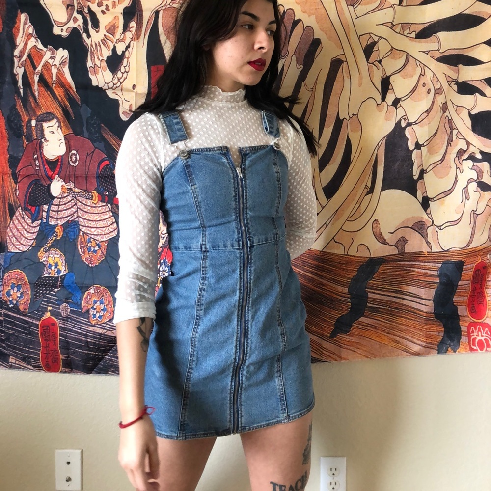 Denim Zip Up Mini Dress Forever 21